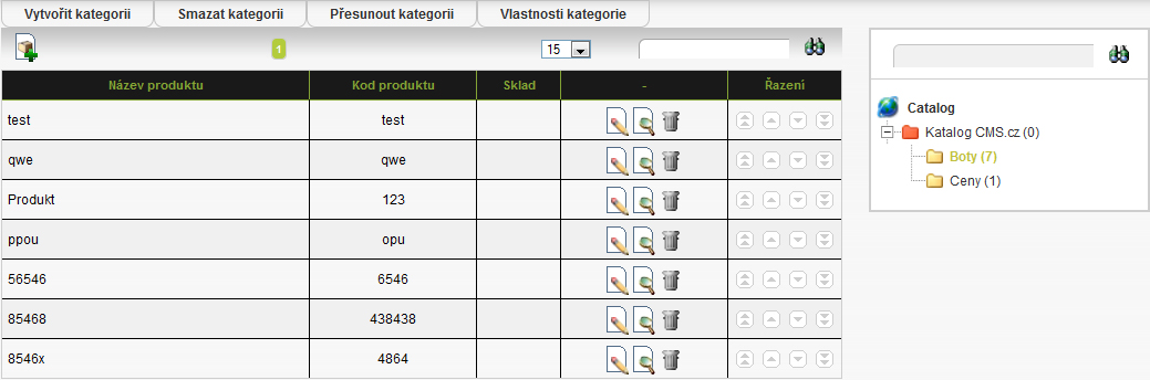 Kategorie a podkategorie