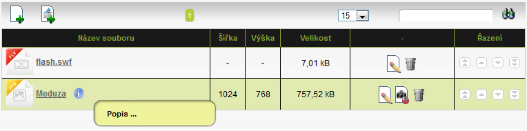 Vkládání soboru - popis